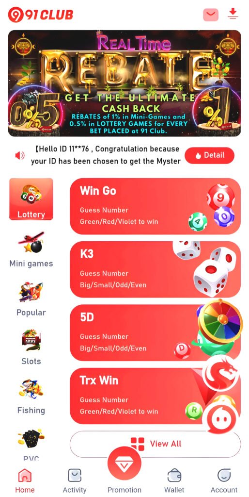 91 Club Home Page play game